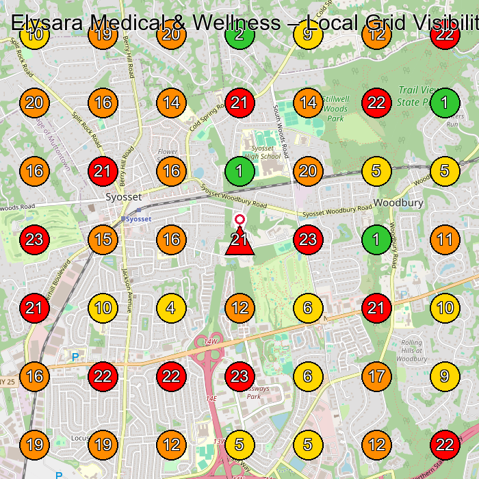 Elysara Medical & Wellness Medical Spa GeoGrid ranking map for None